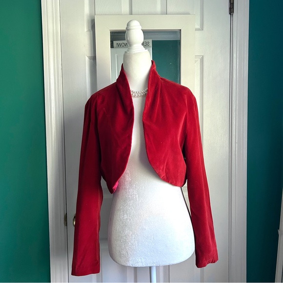 Red Velvet Bolero Jacket small - Picture 5 of 6